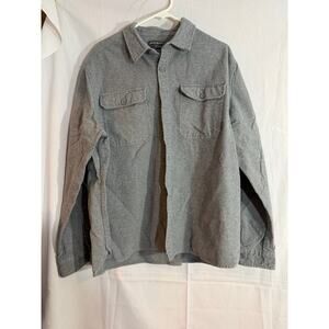 Eddie Bauer Bristol Flannel Shirt Men 2XL Gray 100% Cotton Long Sleeve Button-Up